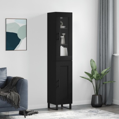 vidaXL Aparador de madera contrachapada negro 34,5x34x180 cm