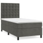 vidaXL Cama box spring colchón y LED terciopelo gris oscuro 90x200 cm vidaXL Cama box spring colchón y LED terciopelo gris oscuro 90x200 cm