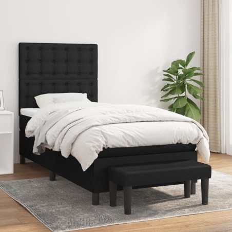 vidaXL Cama box spring con colchón tela negro 80x200 cm
