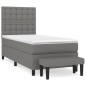 vidaXL Cama box spring con colchón tela gris oscuro 90x190 cm vidaXL Cama box spring con colchón tela gris oscuro 90x190 cm