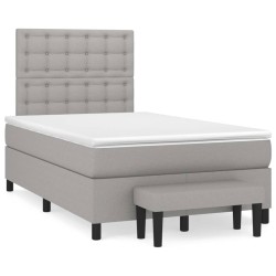 vidaXL Cama box spring con colchón tela gris claro 120x200 cm