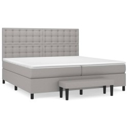 vidaXL Cama box spring con colchón tela gris claro 200x200 cm