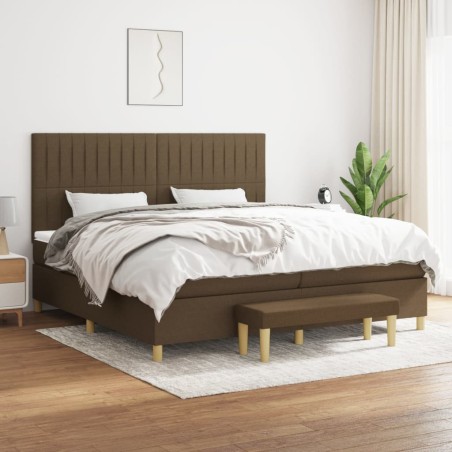 vidaXL Cama box spring con colchón tela marrón oscuro 200x200 cm