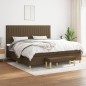 vidaXL Cama box spring con colchón tela marrón oscuro 200x200 cm