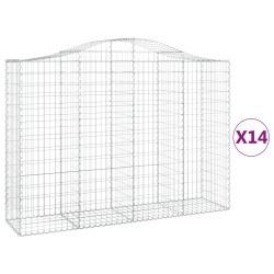 vidaXL Cestas gaviones 14 uds forma de arco hierro 200x50x140/160 cm
