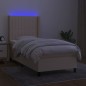 vidaXL Cama box spring colchón y luces LED tela crema 80x200 cm