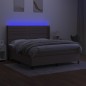 vidaXL Cama box spring colchón y luces LED tela gris taupe 180x200 cm vidaXL Cama box spring colchón y luces LED tela gris taupe 180x200 cm