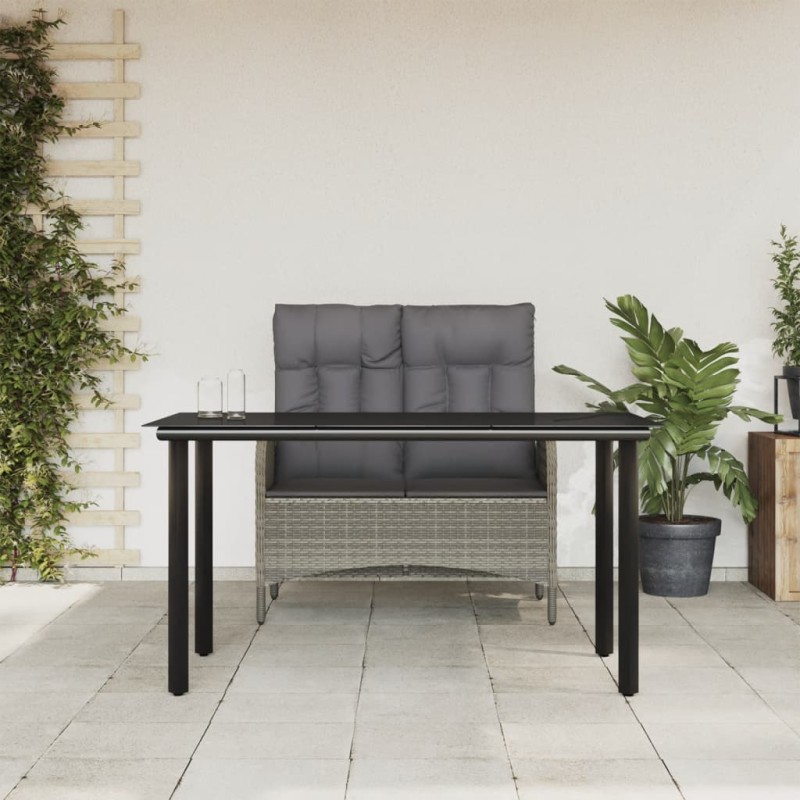 vidaXL Juego de comedor jardín 2 pzas con cojines ratán sintético gris vidaXL Juego de comedor jardín 2 pzas con cojines ratán sintético gris