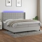 vidaXL Cama box spring con colchón tela y LED gris claro 200x200 cm vidaXL Cama box spring con colchón tela y LED gris claro 200x200 cm