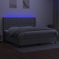 vidaXL Cama box spring con colchón tela y LED gris claro 200x200 cm vidaXL Cama box spring con colchón tela y LED gris claro 200x200 cm