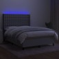 vidaXL Cama box spring colchón y luces LED tela gris claro 140x200 cm vidaXL Cama box spring colchón y luces LED tela gris claro 140x200 cm