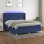 vidaXL Cama box spring colchón y luces LED tela azul 160x200 cm vidaXL Cama box spring colchón y luces LED tela azul 160x200 cm