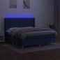 vidaXL Cama box spring colchón y luces LED tela azul 160x200 cm vidaXL Cama box spring colchón y luces LED tela azul 160x200 cm