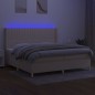 vidaXL Cama box spring colchón y luces LED tela crema 200x200 cm vidaXL Cama box spring colchón y luces LED tela crema 200x200 cm