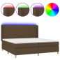 vidaXL Cama box spring colchón luces LED tela marrón oscuro 200x200 cm vidaXL Cama box spring colchón luces LED tela marrón oscuro 200x200 cm