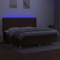 vidaXL Cama box spring colchón luces LED tela marrón oscuro 200x200 cm vidaXL Cama box spring colchón luces LED tela marrón oscuro 200x200 cm