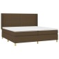 vidaXL Cama box spring colchón luces LED tela marrón oscuro 200x200 cm vidaXL Cama box spring colchón luces LED tela marrón oscuro 200x200 cm