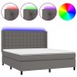 vidaXL Cama box spring colchón y LED cuero sintético gris 160x200 cm vidaXL Cama box spring colchón y LED cuero sintético gris 160x200 cm