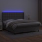 vidaXL Cama box spring colchón y LED cuero sintético gris 160x200 cm vidaXL Cama box spring colchón y LED cuero sintético gris 160x200 cm