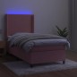 vidaXL Cama box spring colchón y LED terciopelo rosa 90x200 cm vidaXL Cama box spring colchón y LED terciopelo rosa 90x200 cm