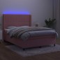 vidaXL Cama box spring colchón y LED terciopelo rosa 140x190 cm vidaXL Cama box spring colchón y LED terciopelo rosa 140x190 cm