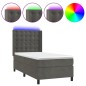 vidaXL Cama box spring colchón y LED terciopelo gris oscuro 90x190 cm vidaXL Cama box spring colchón y LED terciopelo gris oscuro 90x190 cm