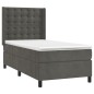 vidaXL Cama box spring colchón y LED terciopelo gris oscuro 90x190 cm vidaXL Cama box spring colchón y LED terciopelo gris oscuro 90x190 cm