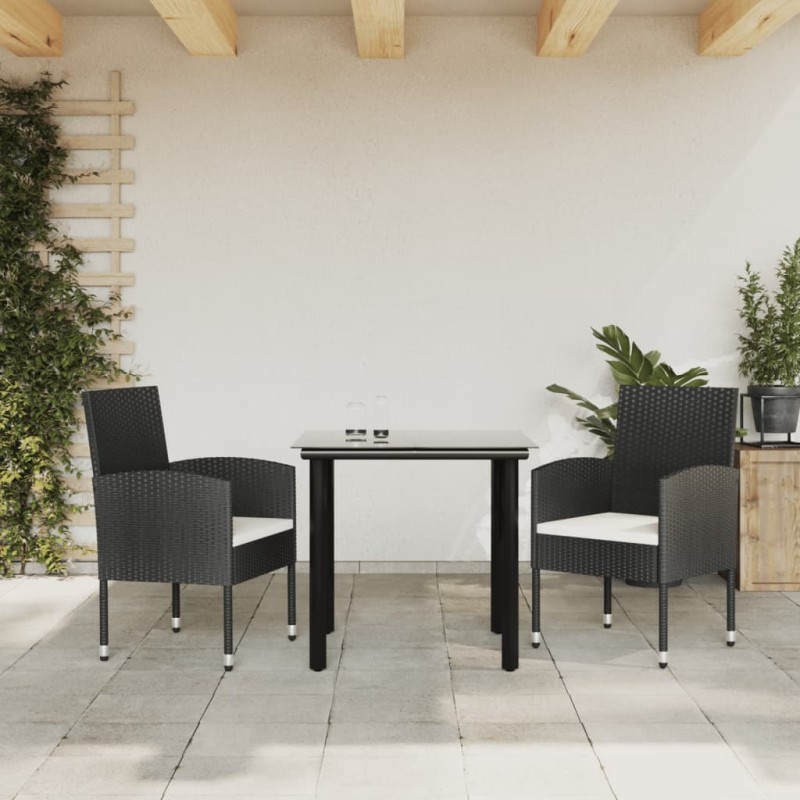 vidaXL Juego de comedor para jardín 3 piezas ratán sintético y acero
