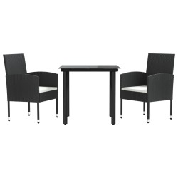 vidaXL Juego de comedor para jardín 3 piezas ratán sintético y acero