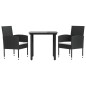 vidaXL Juego de comedor para jardín 3 piezas ratán sintético y acero