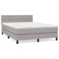 vidaXL Cama box spring con colchón tela gris claro 140x200 cm
