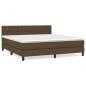 vidaXL Cama box spring con colchón tela marrón oscuro 180x200 cm