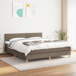vidaXL Cama box spring con colchón tela gris taupe 180x200 cm