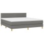 vidaXL Cama box spring con colchón tela gris oscuro 180x200 cm