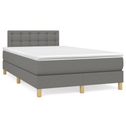 vidaXL Cama box spring con colchón tela gris oscuro 120x200 cm