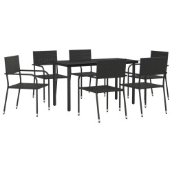 vidaXL Juego de comedor de jardín 7 pzas ratán sintético y acero negro