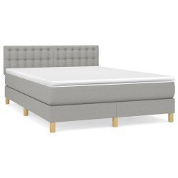 vidaXL Cama box spring con colchón tela gris claro 140x190 cm