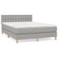 vidaXL Cama box spring con colchón tela gris claro 140x190 cm vidaXL Cama box spring con colchón tela gris claro 140x190 cm