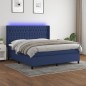 vidaXL Cama box spring colchón y luces LED tela azul 160x200 cm vidaXL Cama box spring colchón y luces LED tela azul 160x200 cm