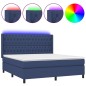 vidaXL Cama box spring colchón y luces LED tela azul 160x200 cm vidaXL Cama box spring colchón y luces LED tela azul 160x200 cm