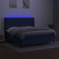 vidaXL Cama box spring colchón y luces LED tela azul 160x200 cm vidaXL Cama box spring colchón y luces LED tela azul 160x200 cm