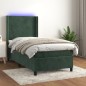 vidaXL Cama box spring colchón y LED terciopelo verde oscuro 90x190 cm vidaXL Cama box spring colchón y LED terciopelo verde oscuro 90x190 cm