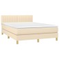 vidaXL Cama box spring con colchón tela color crema 140x200 cm vidaXL Cama box spring con colchón tela color crema 140x200 cm