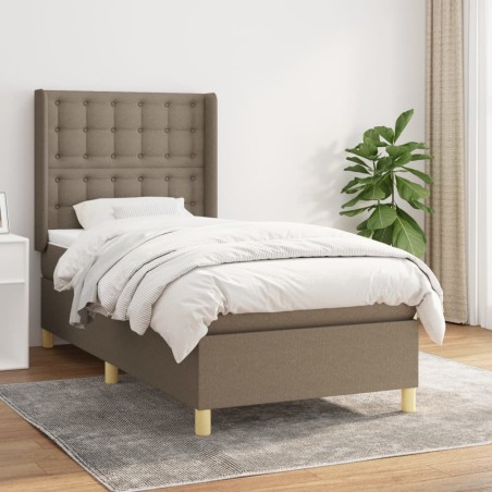 vidaXL Cama box spring con colchón tela gris taupe 90x190 cm