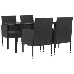 vidaXL Juego de comedor de jardín 5 pzas ratán sintético y acero negro