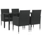 vidaXL Juego de comedor de jardín 5 pzas ratán sintético y acero negro vidaXL Juego de comedor de jardín 5 pzas ratán sintético y acero negro