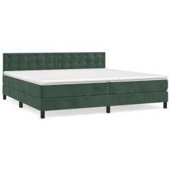 vidaXL Cama box spring con colchón terciopelo verde oscuro 200x200 cm
