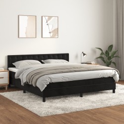 vidaXL Cama box spring con colchón terciopelo negro 160x200 cm