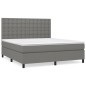 vidaXL Cama box spring con colchón tela gris oscuro 160x200 cm