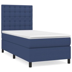 vidaXL Cama box spring con colchón tela azul 80x200 cm